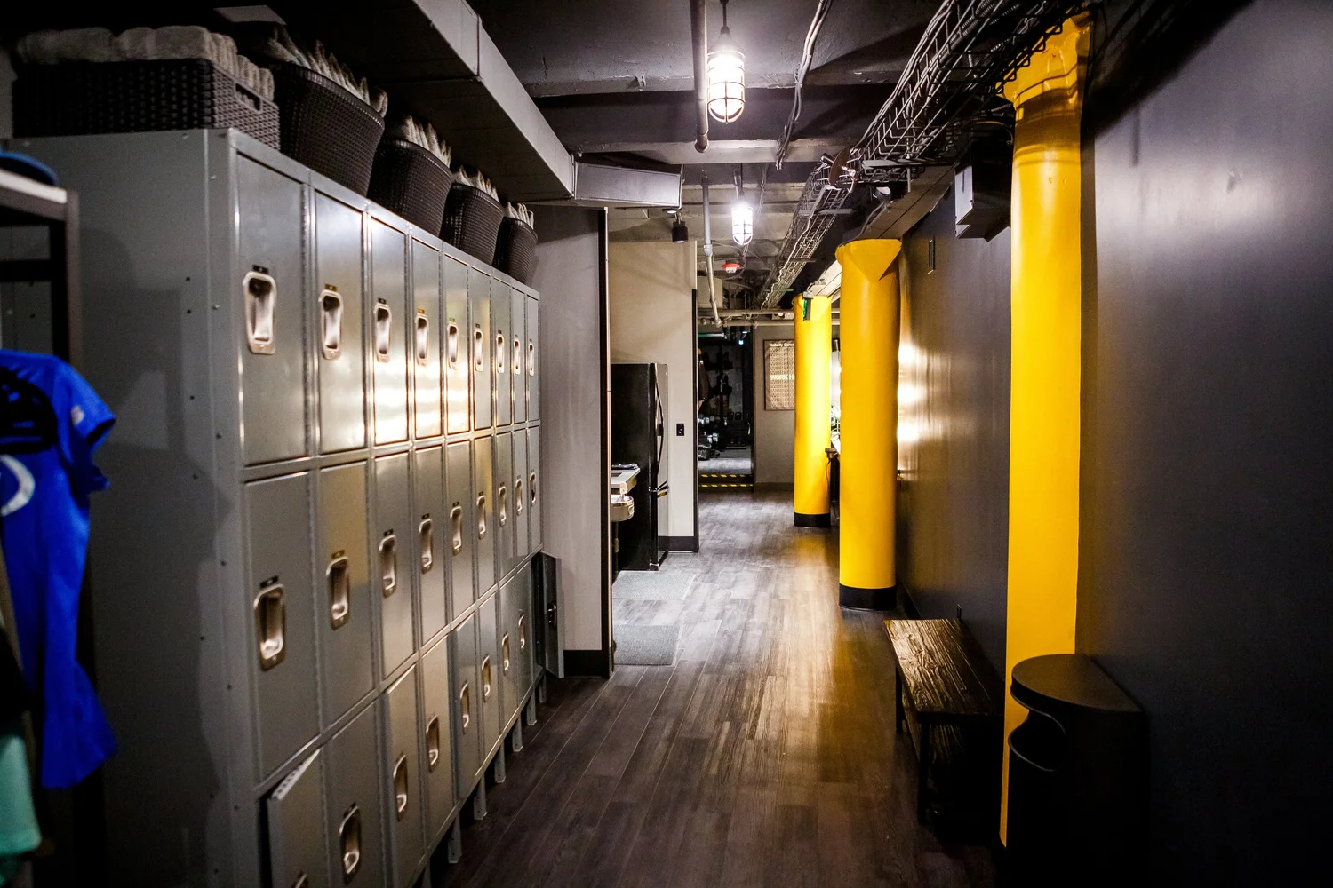 The BronCore Fitness locker area and changing room